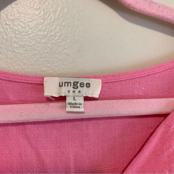 Umgee linen blend flutter sleeve bubblegum pink mini dress size large - Picture 2 of 6
